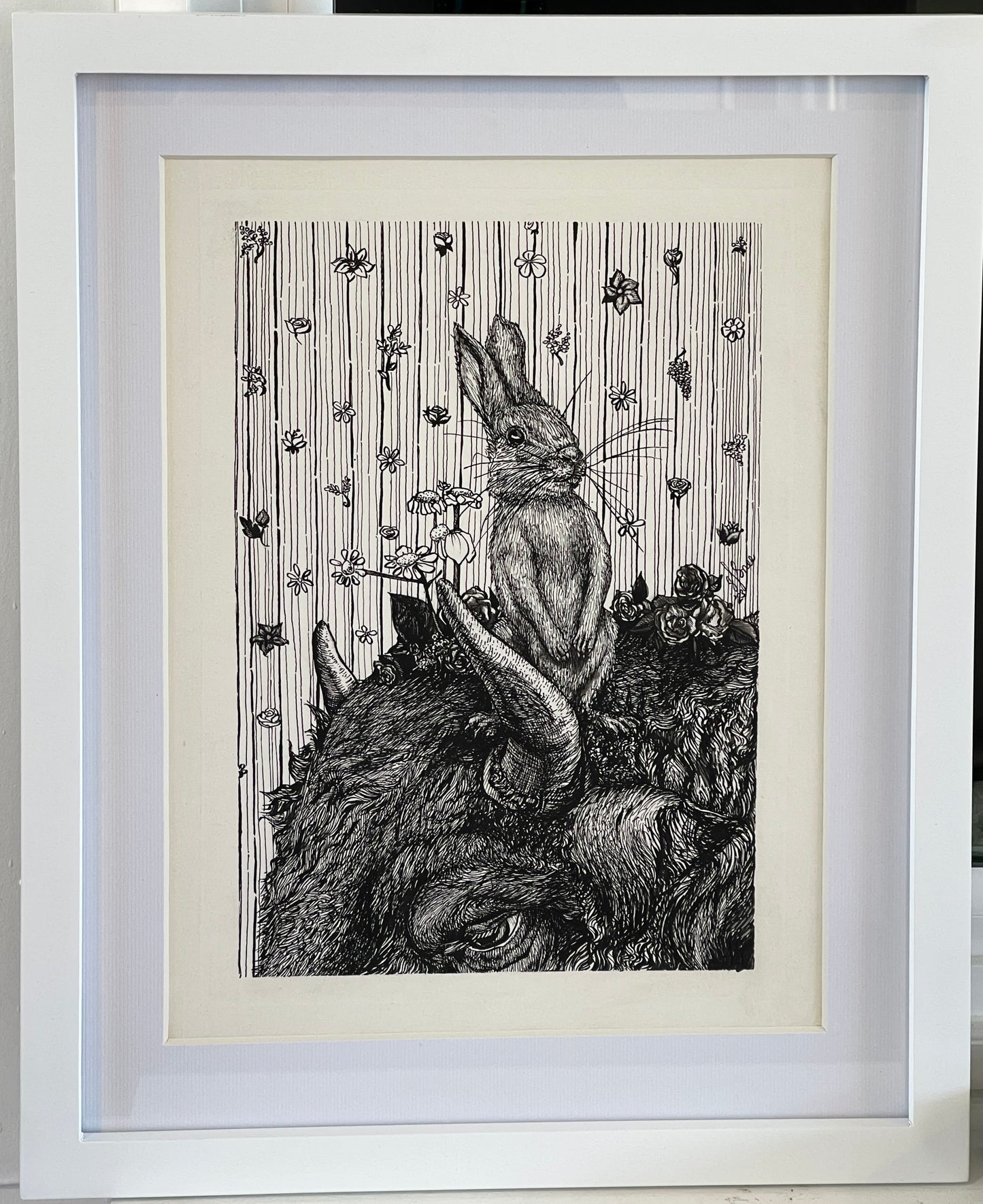 "Bunny on Bison" Inking