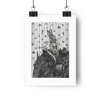 "Bunny on Bison" Giclée Art Print