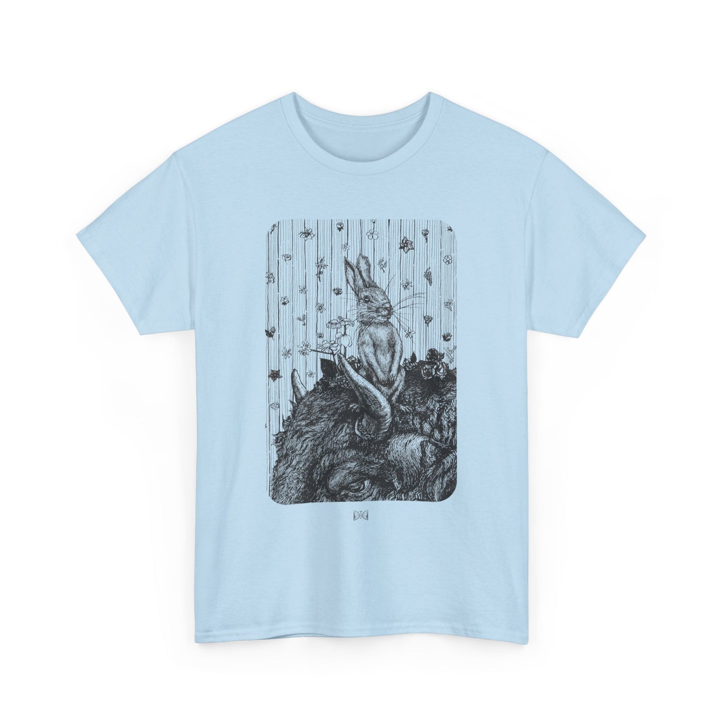 Bunny on Bison Inking- Unisex Heavy Cotton Tee