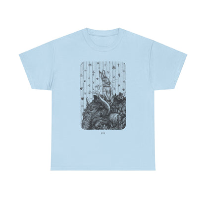 Bunny on Bison Inking- Unisex Heavy Cotton Tee