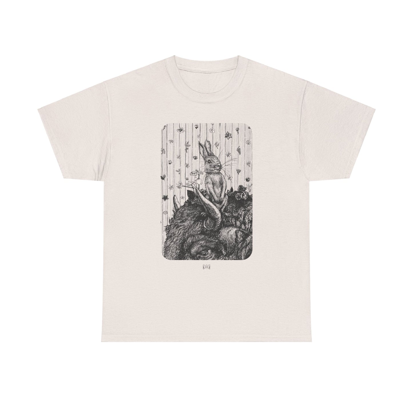 Bunny on Bison Inking- Unisex Heavy Cotton Tee