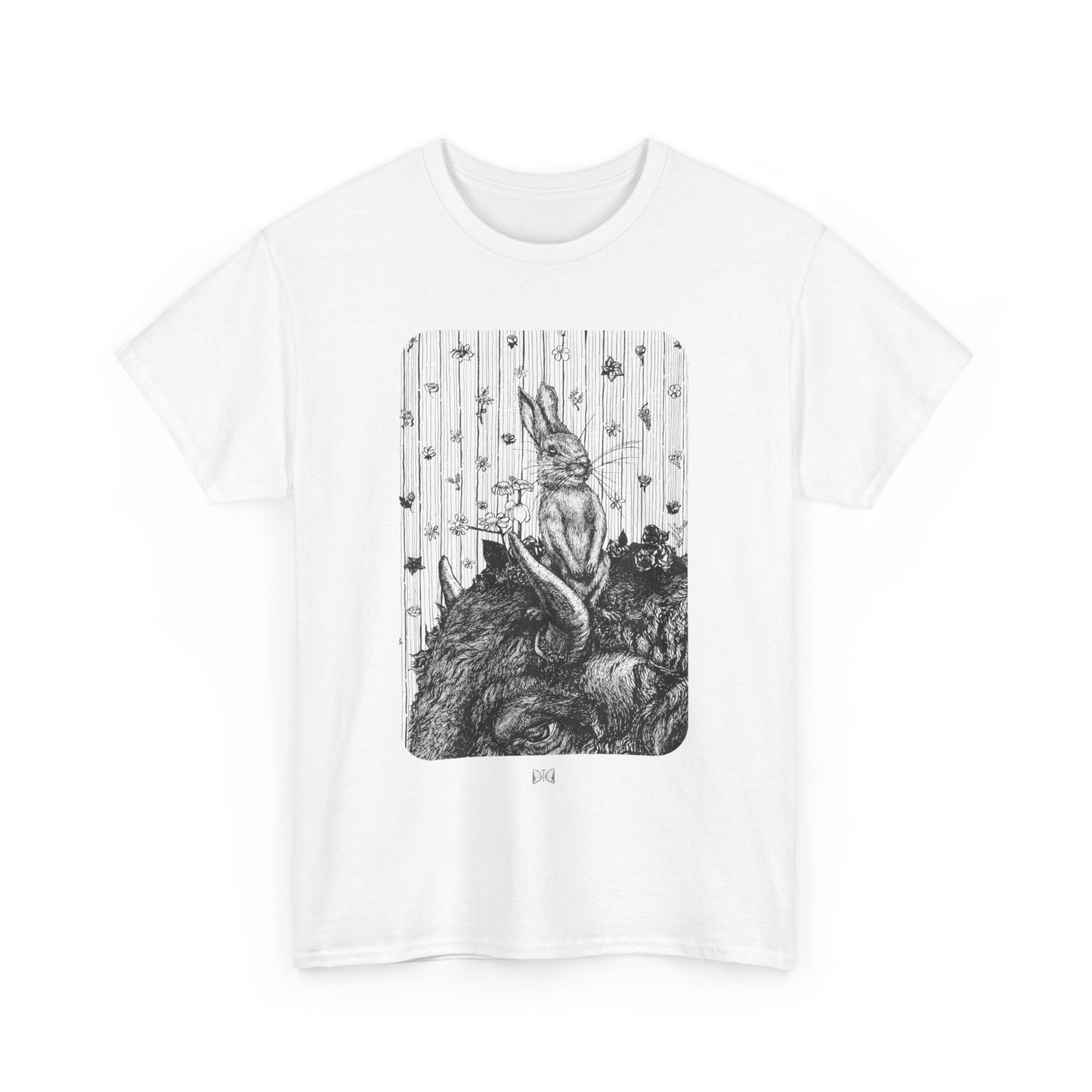 Bunny on Bison Inking- Unisex Heavy Cotton Tee