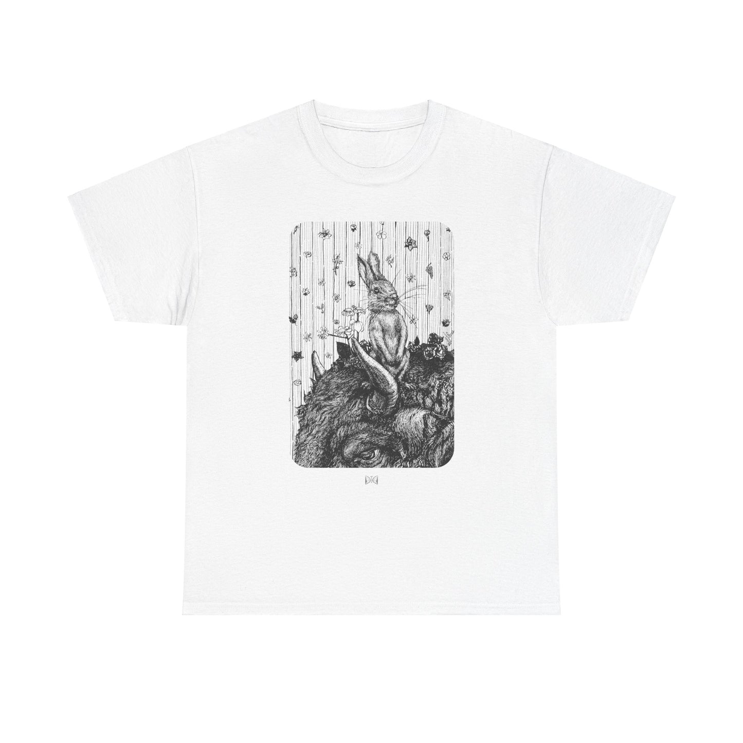 Bunny on Bison Inking- Unisex Heavy Cotton Tee