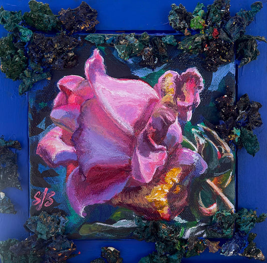 "Rose in Blue" Oil Painting