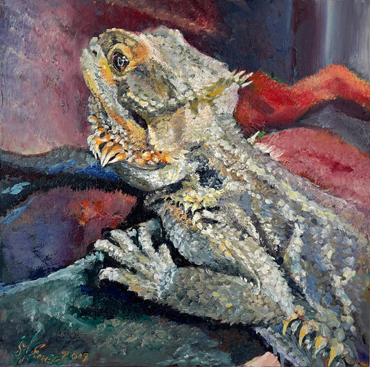 "Cold Shoulder" Bearded Dragon Oil Painting